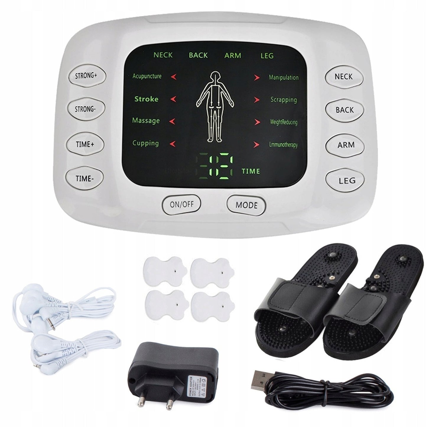 ELEKTROSTYMULATOR MIĘŚNI I NERWÓW TENS EMS +POWERPULSE +KLAPKI DO MASAŻU