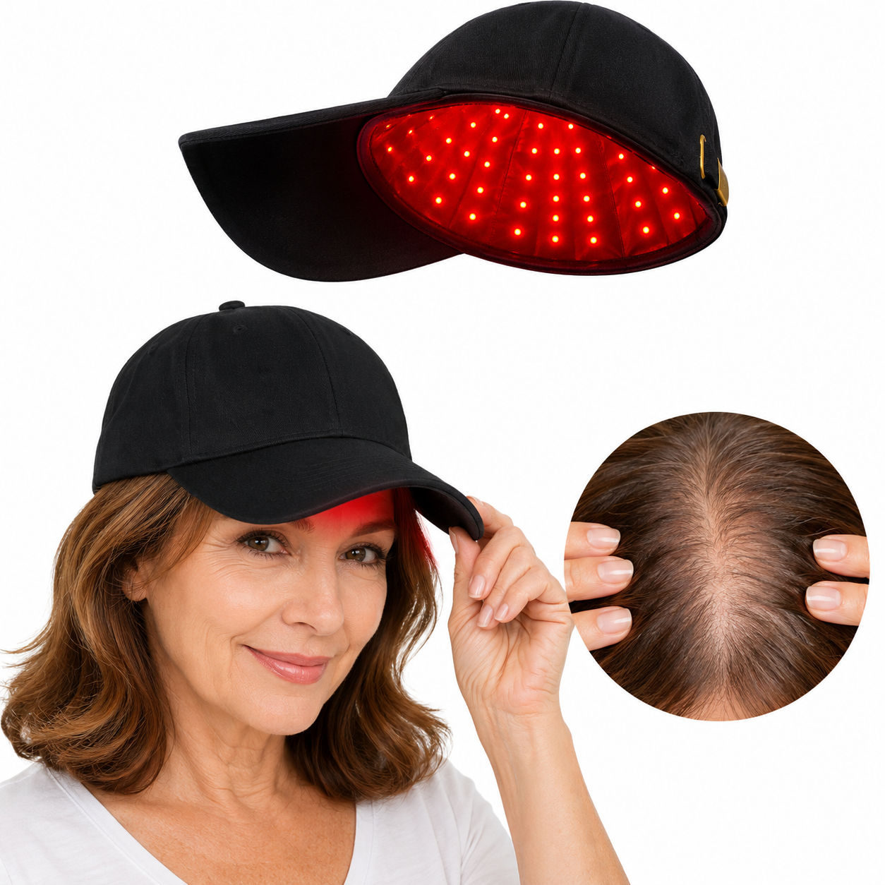 CZAPKA LED DO PIELĘGNACJI SKÓRY GŁOWY – ŚWIATŁO CZERWONE 96 DIOD