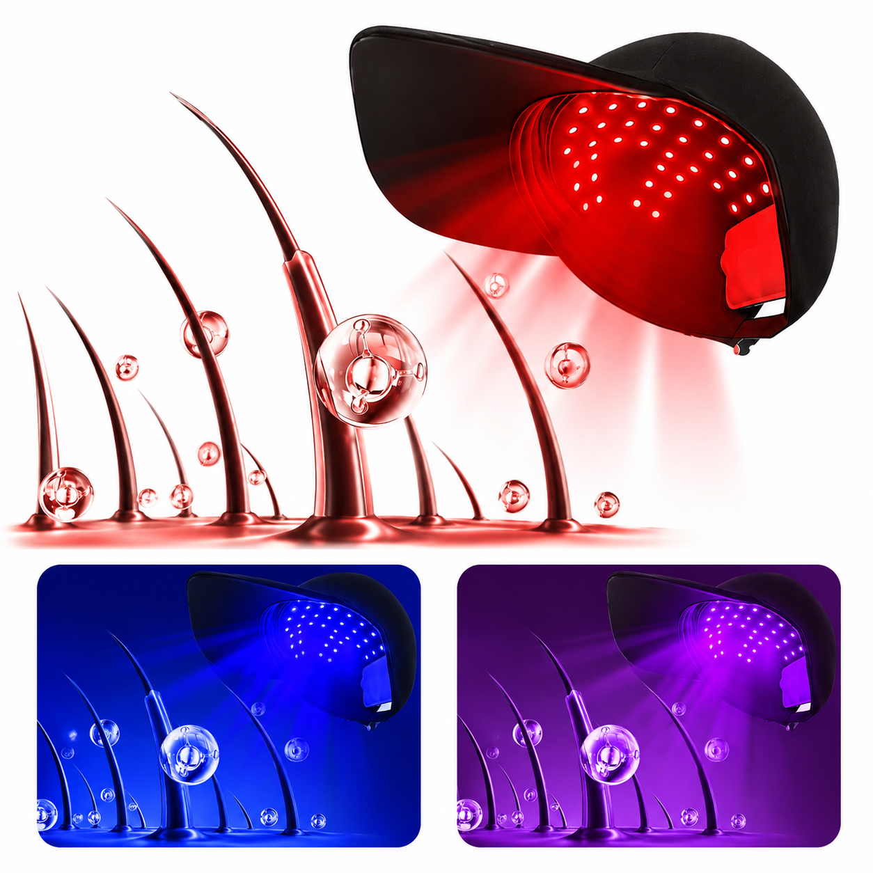 CZAPKA LED DO PIELĘGNACJI SKÓRY GŁOWY – ŚWIATŁO CZERWONE 96 DIOD